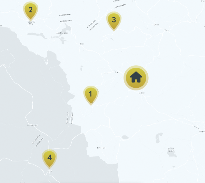 Mapa okolí Apartmánů Zdíkovec